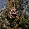 Pink Glitter Poledance Ornament and Christmas tree lights. Unique Aerial Fitness Gift